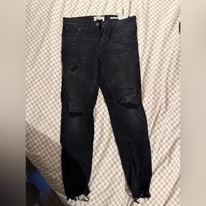 Pull&Bear Black Distressed Skinny Jeans